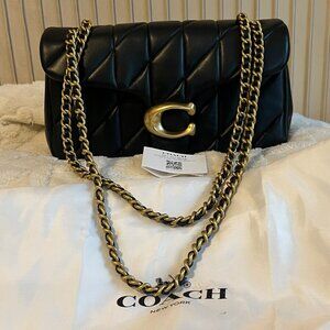 COACH Tabby 26 Quilted Shoulder Crossbody Bag CP150 Black w/ Brass + Dust Bag